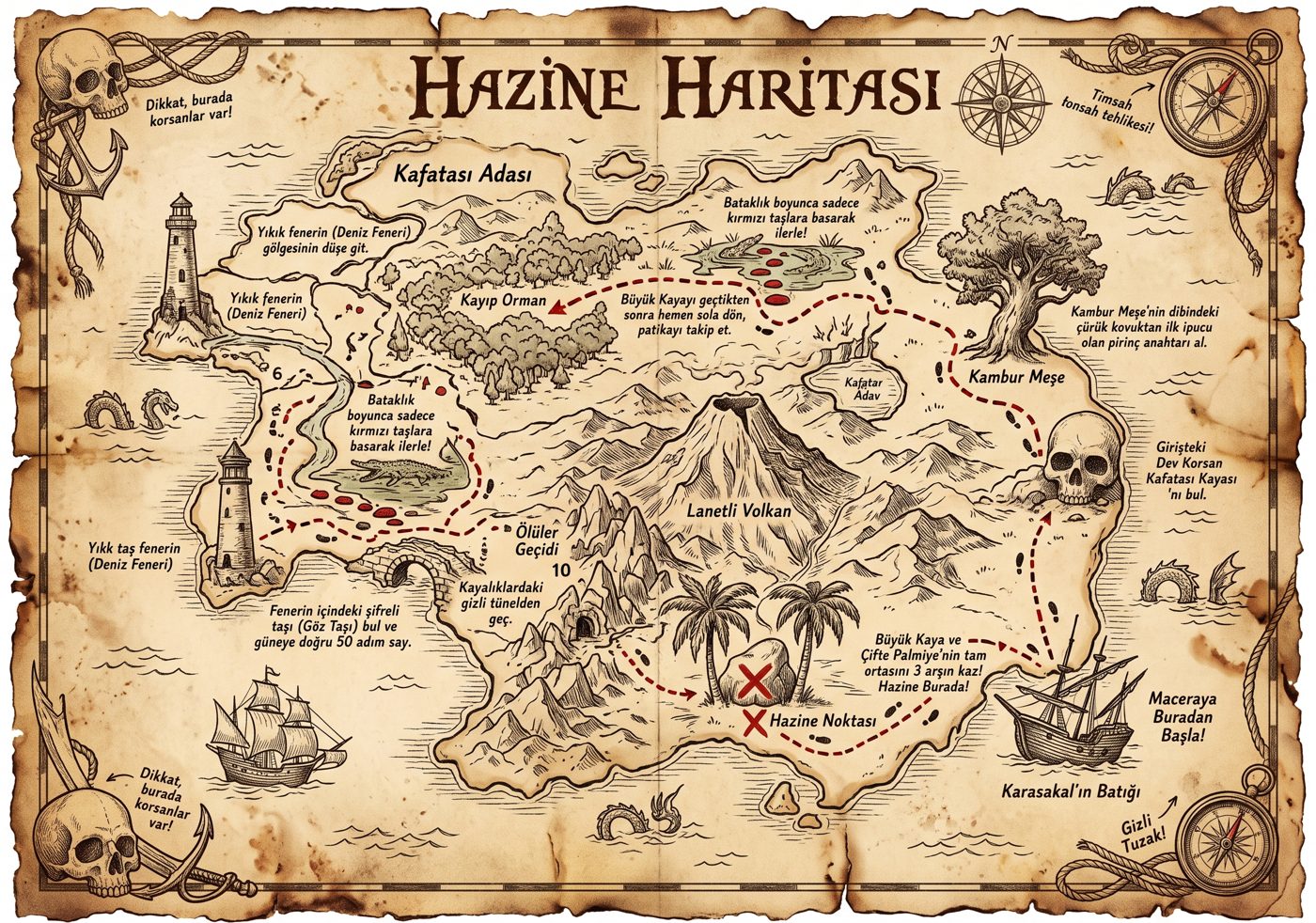 Parşömen görünümlü hazine haritası